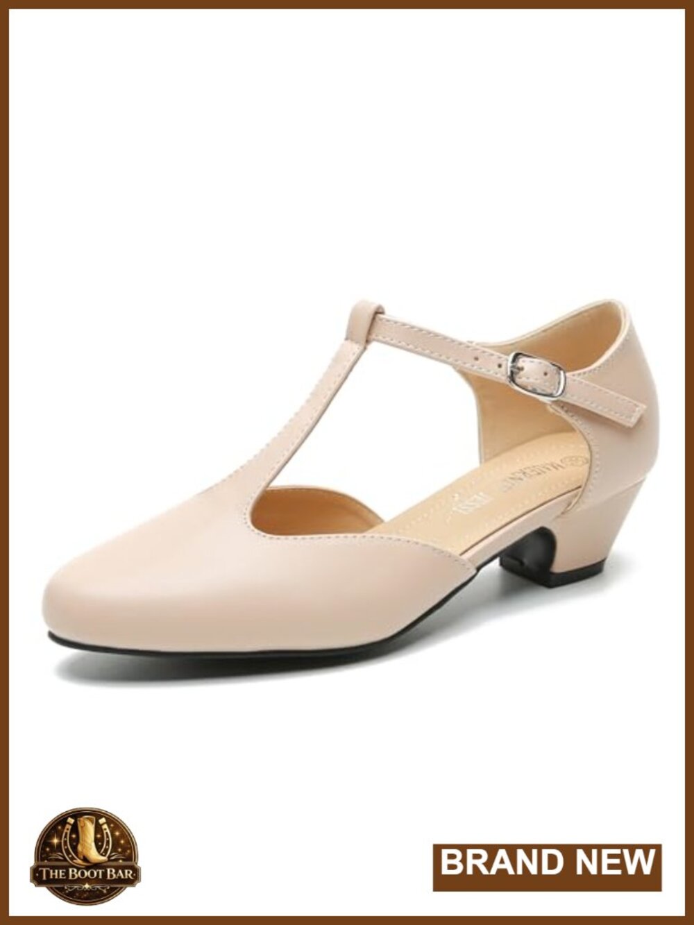 Women's T-Strap Mary Jane Pumps Low Block Heel Closed Toe Synthetic